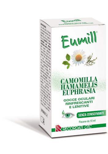 EUMILL CAMOMILLA HAMAMELIS EUPHRASIA GOCCE OCULARI RINFRESCANTI E LENITIVE ANCHE CON LENTI A CONTATTO INDOSSATE SENZA CONSERVANTI 10 ML