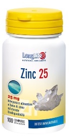 LONGLIFE ZINC 25 MG 100 COMPRESSE DIVISIBILI