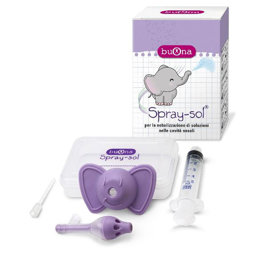 BUONA SPRAY-SOL NEBULIZZATORE SPRAY SOL + AGO CANNULA + SIRINGA LUER LOCK DA 5 ML + ELEFANTINO COPRI-SIRINGA + CONTENITORE