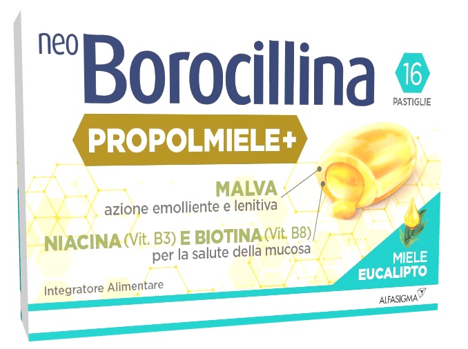 NEOBOROCILLINA PROPOLMIELE+ MIELE/EUCALIPTO 16 PASTIGLIE DA3,4 G