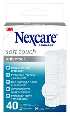 CEROTTO PREPARATO NEXCARE SOFT TOUCH UNIVERSAL 3 MISURE 20 CEROTTI 19X72MM + 10 CEROTTI 25X72MM + 10 CEROTTI TONDI 22,5MM