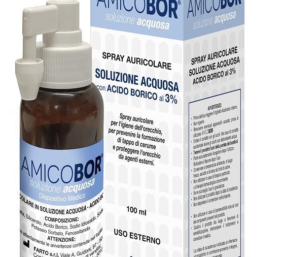 SOLUZIONE ACQUOSA PER IRRIGAZIONE DELL'ORECCHIO AMICOBOR 100ML