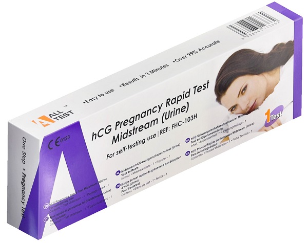TEST RAPIDO AUTODIAGNOSTICO ALLTEST HCG PREGNANCY DETERMINAZIONE QUALITATIVA GONADOTROPINA CORIONICA UMANA NELL'URINA MEDIANTE IMMUNOCROMATOGRAFIA 1 PEZZO