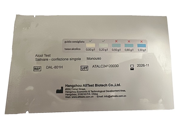 TEST RAPIDO ALLTEST STRIP RILEVAZIONE ALCOL NELLA SALIVA