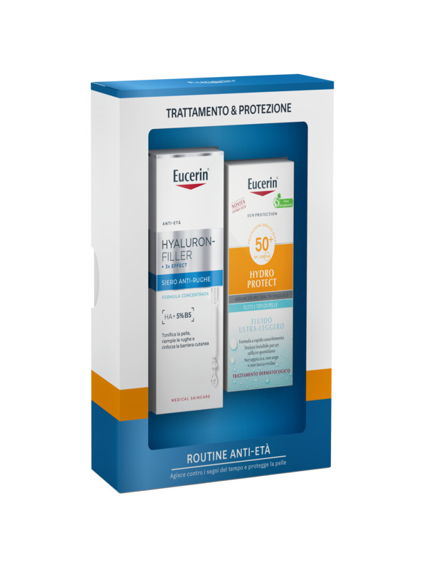 EUCERIN SUN ANTI ETA' ROUTINE PACK Q1 2026 1 HF+3X EFFECT SIERO ANTI RUGHE 30 ML + 1 HYDRO PROTECT SPF 50+ 50 ML
